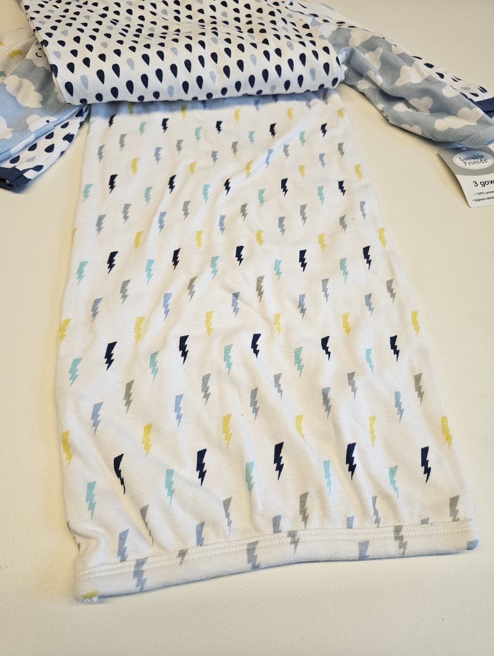 NWT | 0-6M | Luvable Friends | 3 Pack Baby Sleep Gowns Clouds - Picture 5 of 5
